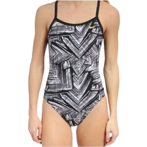 Nike Scatter Brain Black White One Piece Swimsuit NWT Sz 10